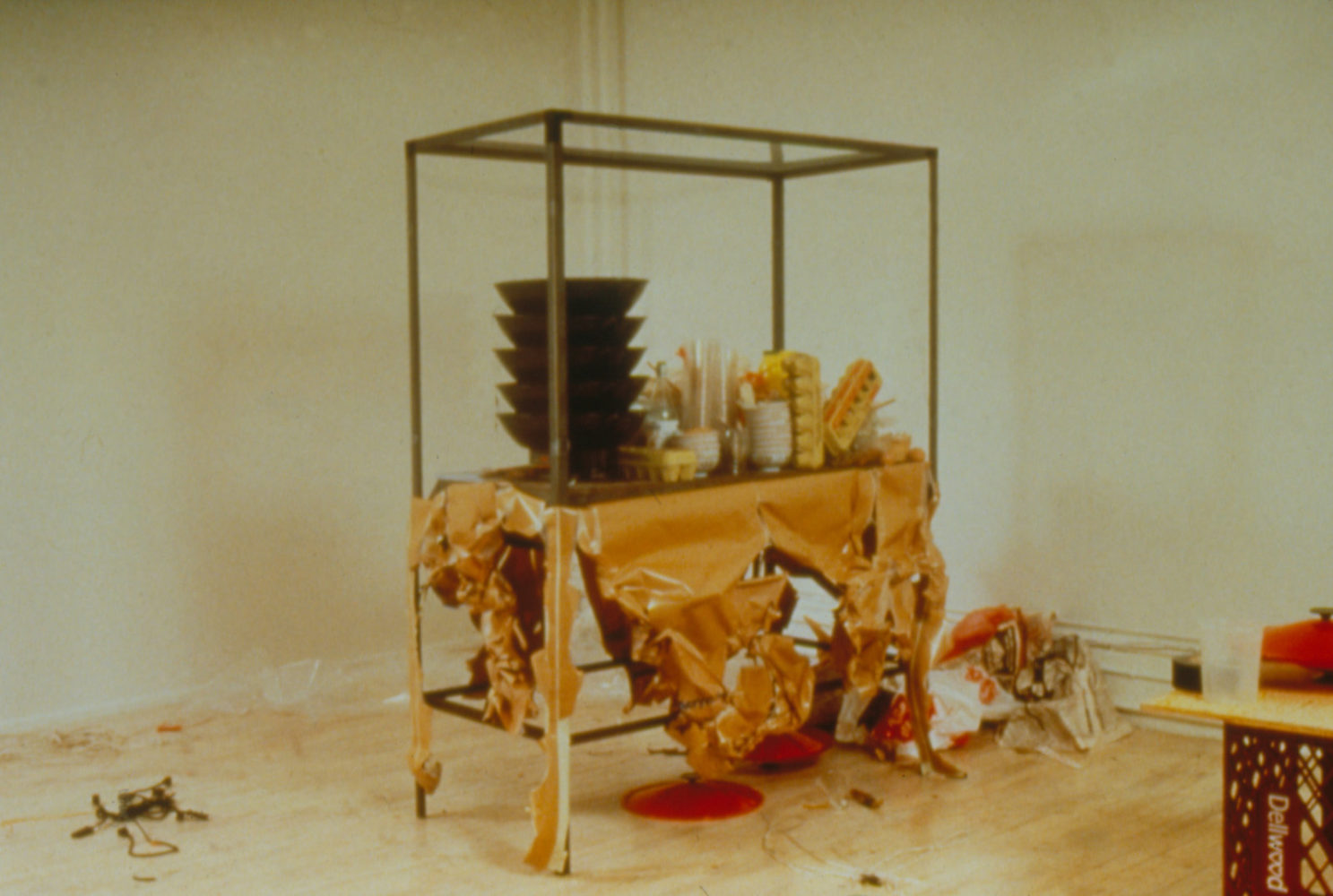 Installation view, Rirkrit Tiravanija, "untitled (pad thai)," 1990, courtesy of Paula Allen Gallery, New York and Rirkrit Tiravanija.