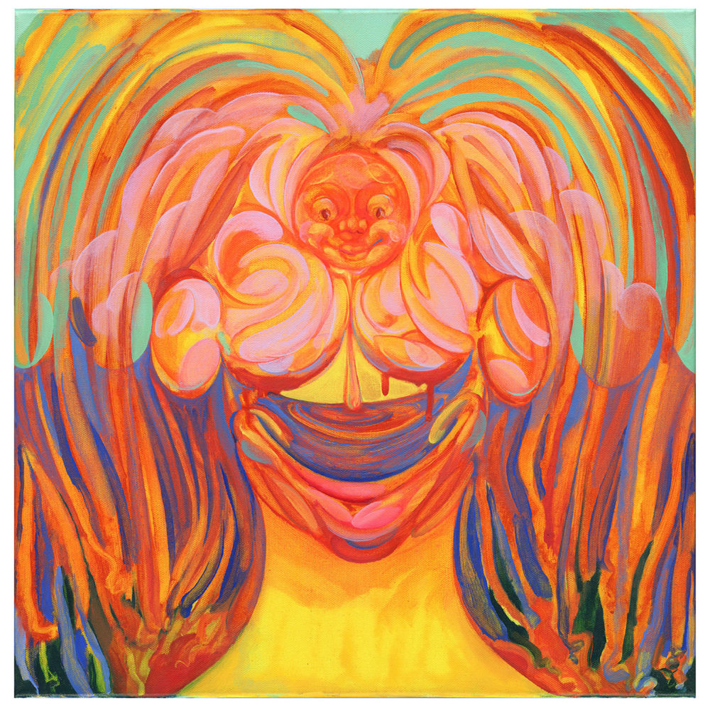 Sky Volmar, "Orange Moon (My Mother in Me)," 2020, 24 x 24 inches, courtesy of UNIT London and the artist.