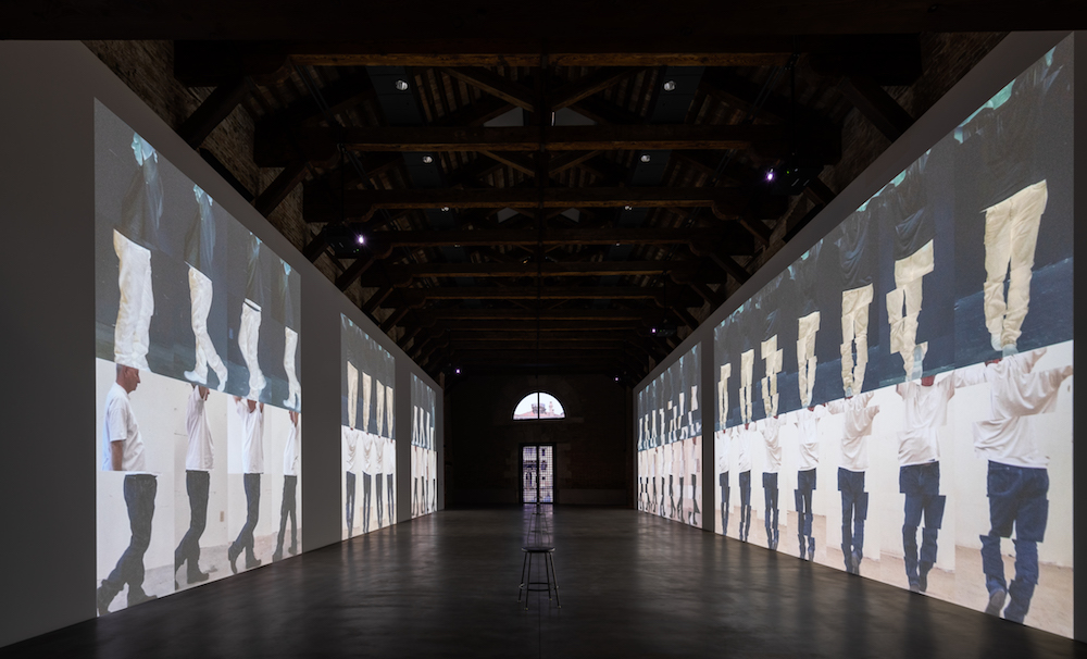 Bruce Nauman, "Contrapposto Studies, I through VII," 2015-2016, Jointly owned by Pinault Collection and the Philadelphia Museum of Art. Installation View, "Bruce Nauman: Contrapposto Studies" at Punta della Dogana, 2021, photo by Marco Cappelletti, courtesy to the artist and Palazzo Grassi.