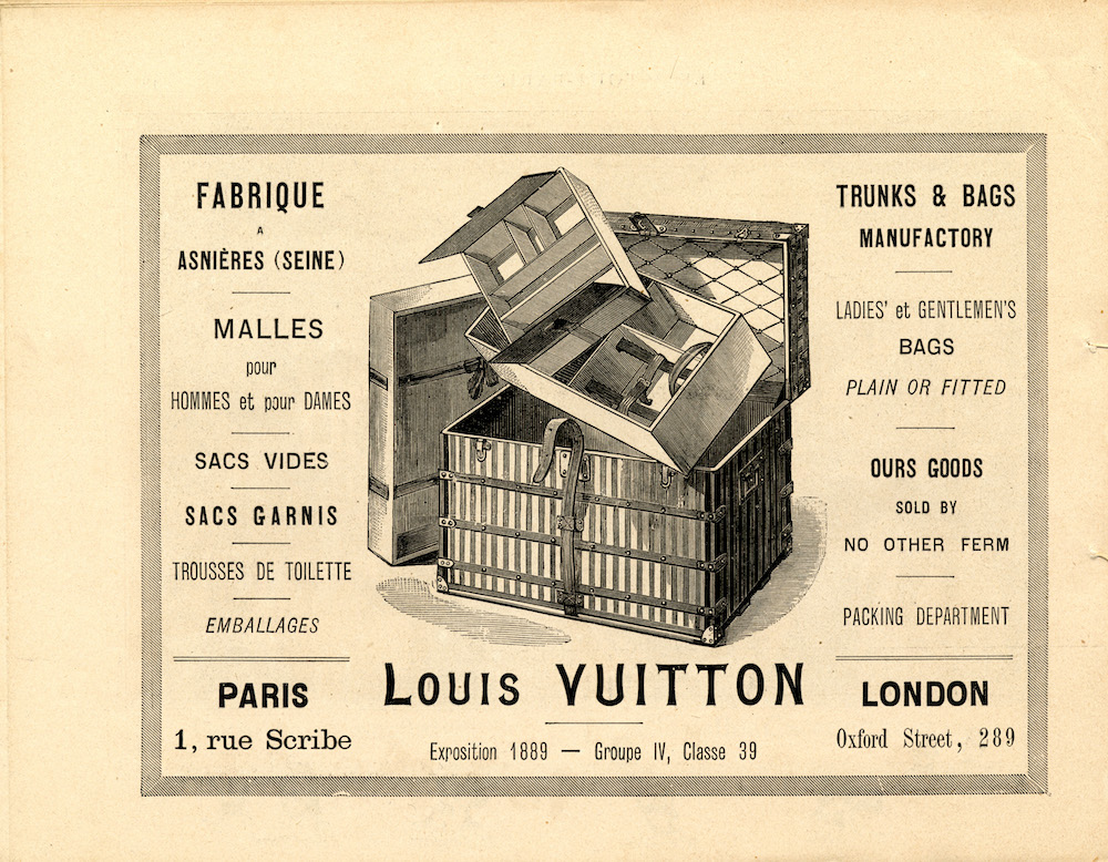Panorama Le Tout-Paris painted by Ch. Castellani: Louis Vuitton advertising insert presented in a catalog dedicated to the Universal Exhibition of 1889, in Paris. Courtesy to Louis Vuitton.