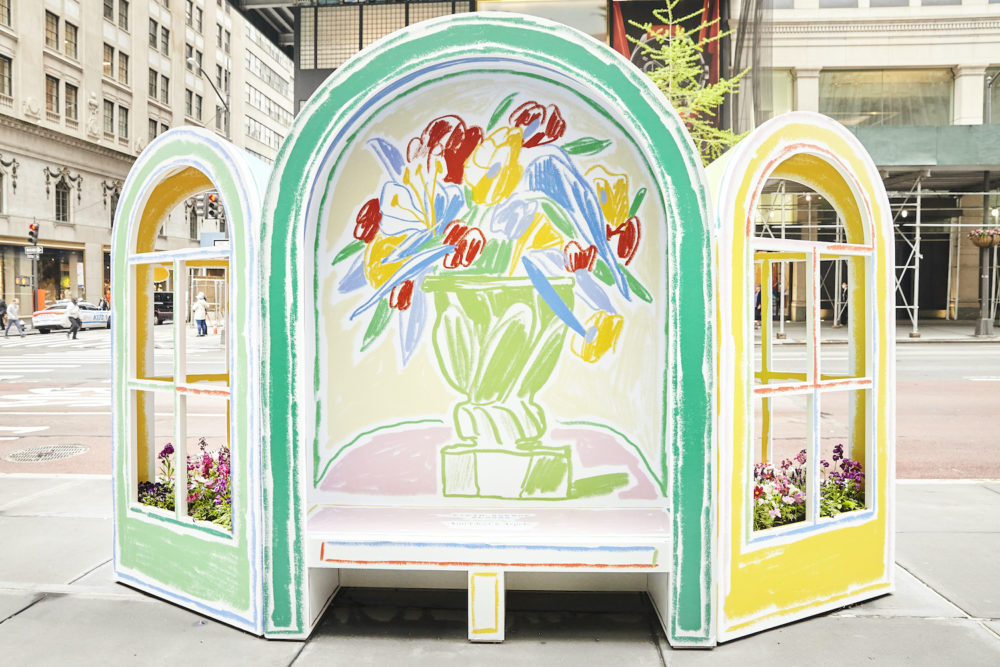 Installation view of Alexandre Benjamin Navet's "Fifth Avenue Blooms imagined by Van Cleef & Arpels" 2022