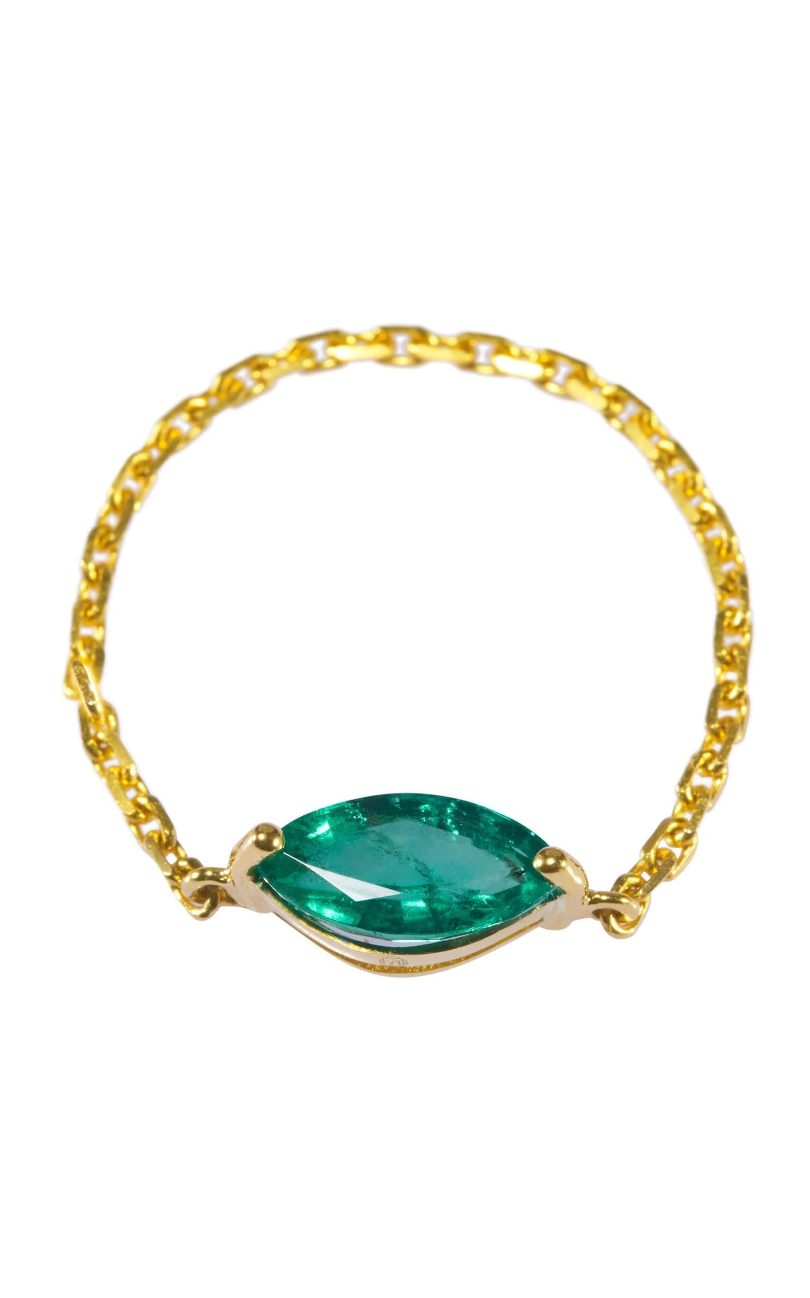 Yi Collection Green Emerald Chain Ring