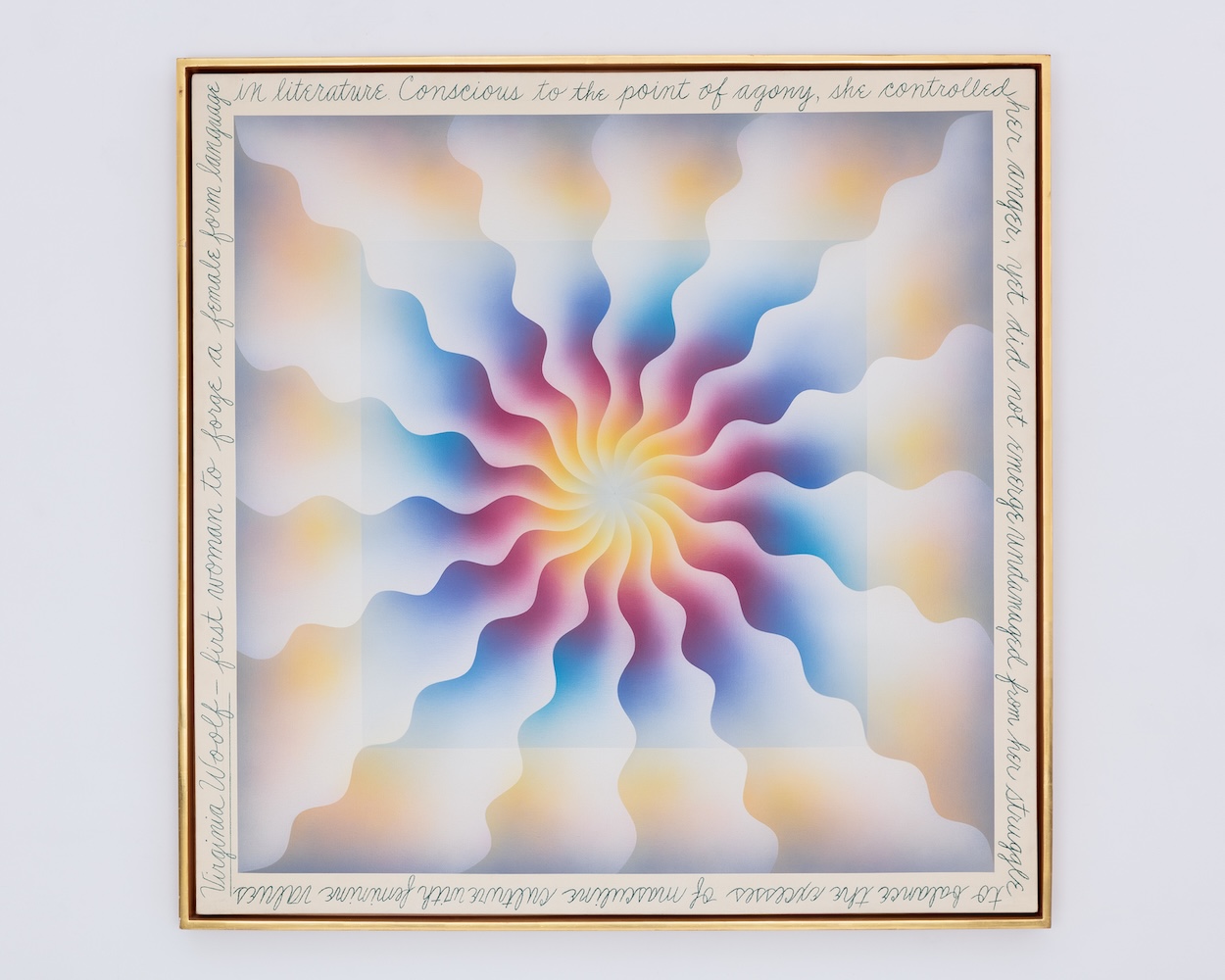 Judy Chicago, Virginia Woolf, from The Reincarnation Triptych, 1973. at “Judy Chicago: Herstory” New Museum