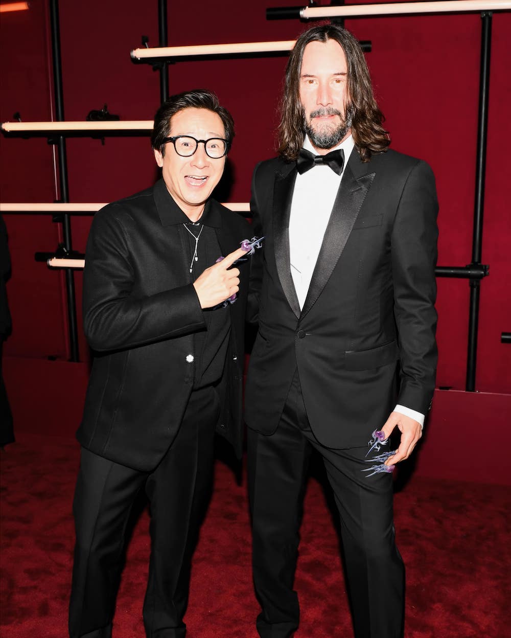 Ke Huy Quan and Keanu Reaves with nails by CLAWD at the LACMA Gala