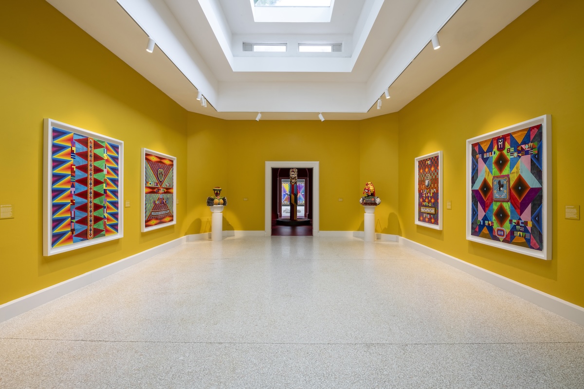 Installation view of the space in which to place me (Jeffrey Gibson’s exhibition for the United States Pavilion, 60th International Art Exhibition – La Biennale di Venezia)