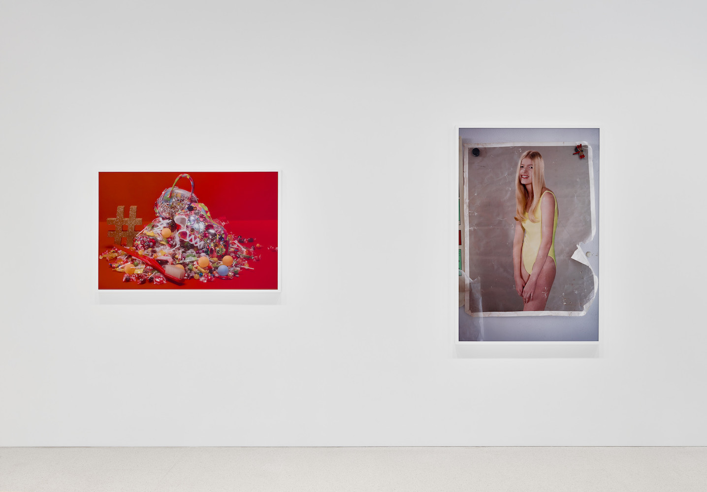 Installation view of Roe Ethridge, “Happy Birthday Louise Parker II,” 2024,Artwork © Roe Ethridge. Photo: Prudence Cuming Associates Ltd, Courtesy Gagosian.