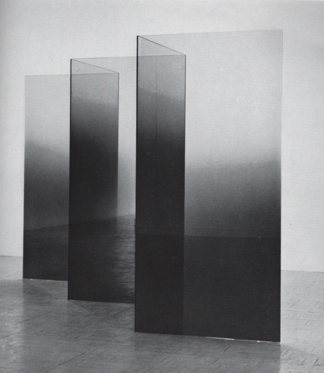 Larry Bell, “Untitled,” 1970, Inconel coated glass, 182.5 x 91 x 0.6 cm, © Larry Bell, Courtesy the artist and Hauser & Wirth.