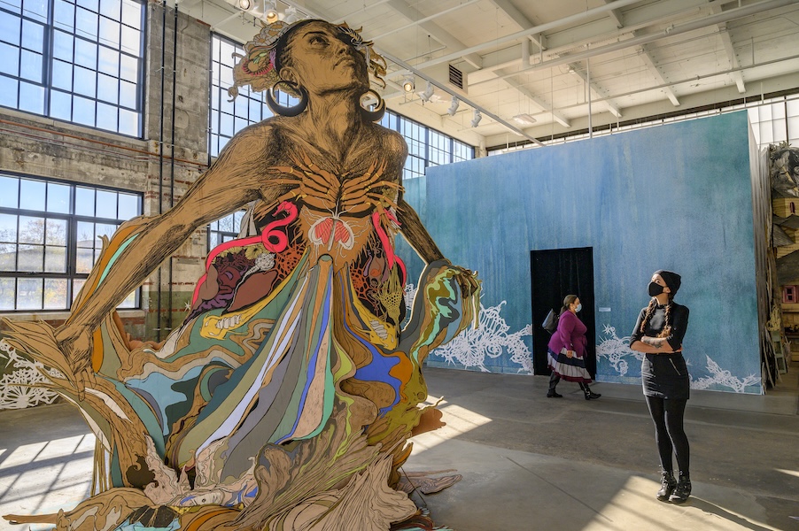 Installation view of Swoon, "Seven Contemplations,"