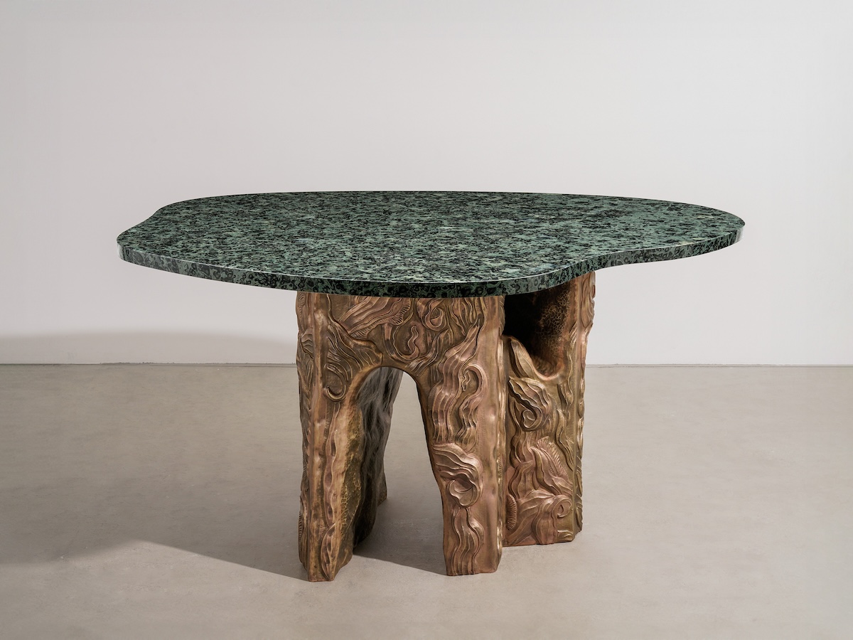 Tropical Chased Foyer Table, 2024 by Vikram Goyal for The Future Perfect at Design Miami.