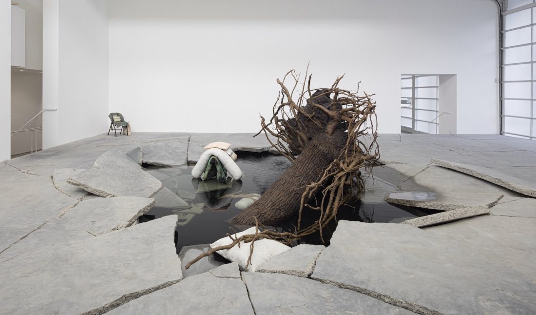 Tatiana Trouvé 
The Shaman 
2018 
Patinated bronze, marble, granite, concrete, steel, sand, water 
Variable Dimensions 
© Tatiana Trouvé 
Photo by Fredrik Nilsen Studio 
Courtesy of Gagosian.
