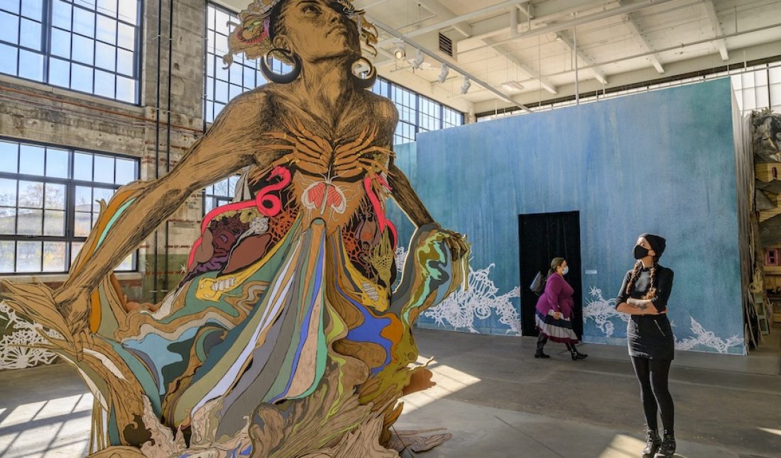 Installation view of Swoon, "Seven Contemplations,"